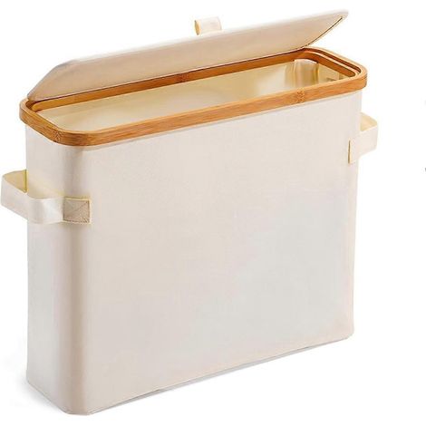 Toilettenpapierhalter aus Bambus mit Deckel, cremeweiß