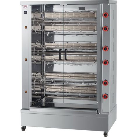 Rôtissoire gaz 72 poulets - 12 broches - 40 000 Kcal/h - M3 - FECA (1/2)