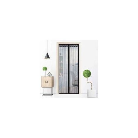 Mosquitera magnética para puerta con cierre magnético, cortina de malla con instalación completa, tachuelas y tira adhesiva, color negro (90 × 220 cm). (1/5)