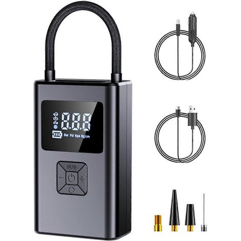 Compresseur d'air portable 4000 mAh pour voiture, pompe à air électrique sans fil 150 PSI, gonfleur de pneus pour moto, vélo, voiture et ballon (1/5)