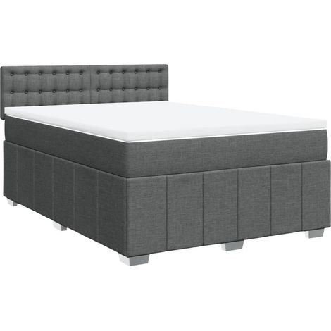 Maison Exclusive - Giroletto a Molle con Materasso Grigio Scuro 160x200 cm Tessuto (1/5)
