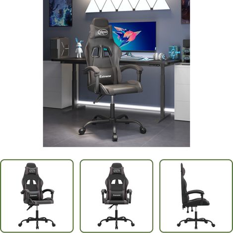 Gamingstuhl Drehbar - Gaming-Stuhl Drehbar Schwarz und Grau Kunstleder (1/5)