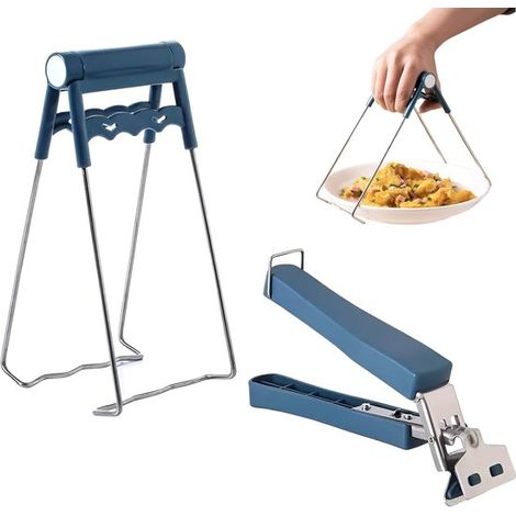 Set mit 2 Zangen: Schüsselzange, Tellerzange, Heißluftfritteusenzange, hitzebeständige Zange, Edelstahl-Heißluftfritteusenzange, Zange für heiße Speisen, Heißluftfritteusenzange, mobile Tellerzange, T (1/5)