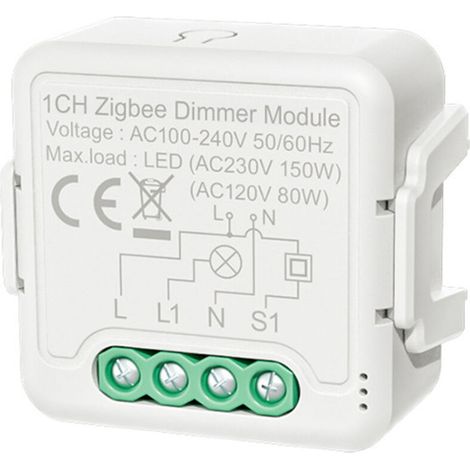 VURAHOME - Zigbee Smart Dimmer Module Application Telecommande Controle Vocal Controle De Synchronisation Partage Compatible Avec Alexa Echo Google Accueil Pour Home Bureau, Blanche, Dimmer Switch & 1 (1/5)
