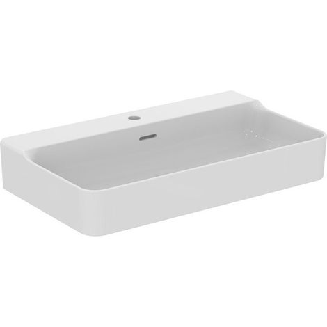Lavabo CONCA 800x450x165mm bianco con rubinetteria IdealPlus 1 foro, con troppopieno IDEAL STANDARD
