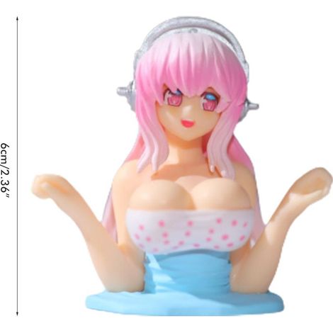 Anime-Figur mit wackeliger Brust, Ornament, Statuette, Sammlermodell, Spielzeug, Dekoration für Schreibtisch, Auto, Zuhause oder Büro, Geschenk für Anime-Fans