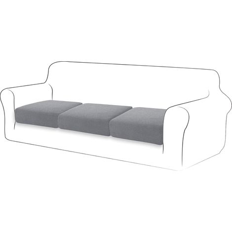 Housse De Coussin - Extensible - Pour Canapé Et Chaise - Gris Clair - 3 Tranches - Taille Unique (1/4)