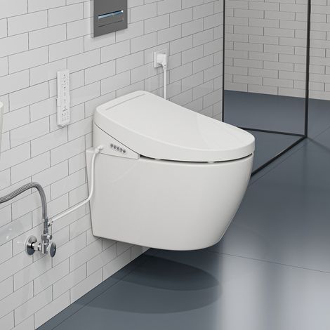 Pack WC Suspendu - WC Suspendu + Siège de toilette intelligent avec fonction douche, veilleuse, séchage à l'air chaud (1/5)
