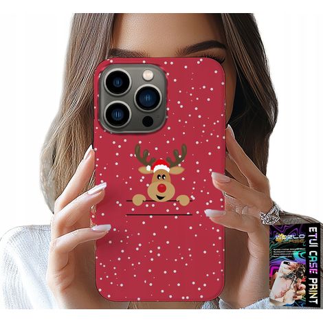 Custodia per iPhone 15 PRO - Renne natalizie Babbo Natale + vetro (1/5)