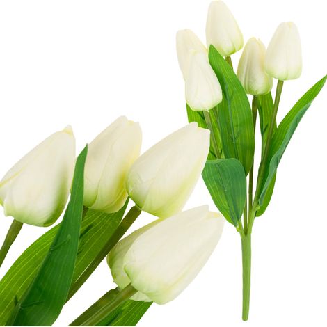 CV31225-1 RAMO DE TULIPANES HERMOSOS COMO LA VIDA FLORES DE TULIPANES BLANCOS CRUDO X5