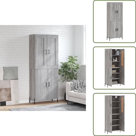 Buffet haut Sonoma gris 69,5x34x180 cm Bois d'ingénierie - Buffet Design Moderne - Meuble Rangement - Armoire Salon - Commode Cuisine - Étagère Murale (1/5)