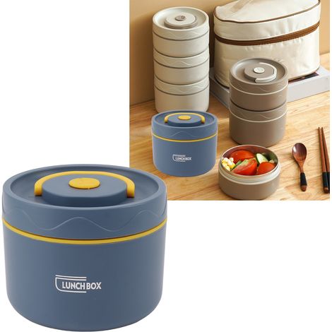 Isolierte Lunchbox (550 ml), Edelstahl 304, doppelwandig, rund mit Deckel, auslaufsicher und isoliert – Tiefblau (1/5)