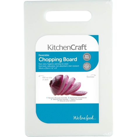 KitchenCraft Tagliere in Plastica Atossica, Dimensione Media, 30 x 20 cm – Colore Bianco (1/2)