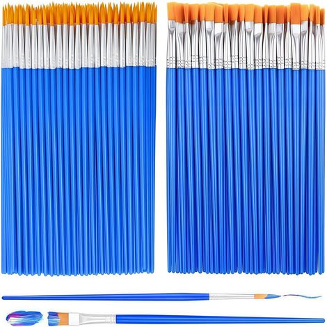 Lot de 100 Pinceaux Peinture Acrylique 50 Pinceau Ronds et 50 Pinceau Plats (1/5)