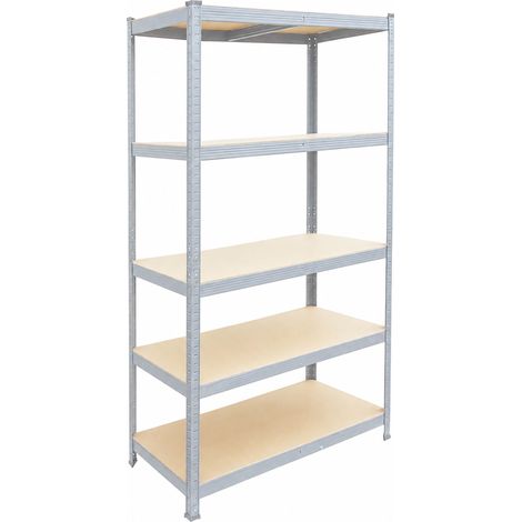 Relaxdays Rayonnage 875 kg, H x L x P : 200 x 100 x 40 cm, 5 niveaux, cave, à emboîter, gris/marron (1/5)