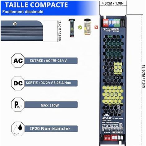 JOYLIT Alimentation 175-264V AC à 24V 150W (1/4)