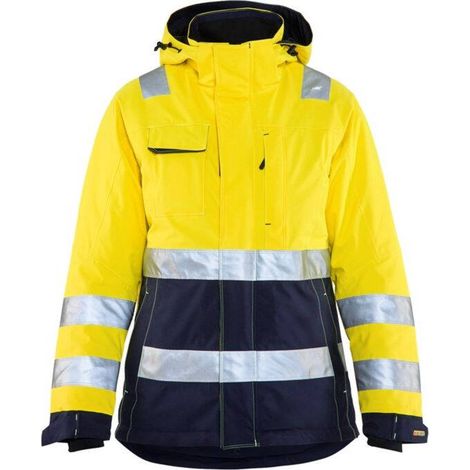 Giacca da lavoro foderata alta visibilità donna 4872 - Giallo fluorescente/Blu navy XL (1/5)