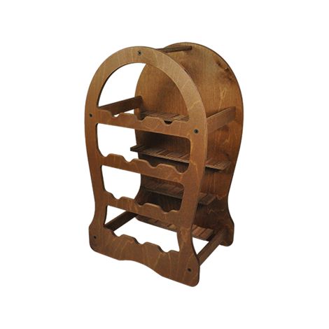 Porte-bouteille tonneau a' 13 places en bois de bouleau fonce' cm 37 x 27 x 62 h cave a' vin
