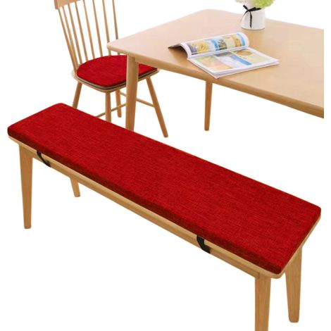 Coussin de banc en lin, coussin de chaise antidérapant, coussin pour banc à chaussures, coussin avec boucle de fixation, bordeaux (1/5)