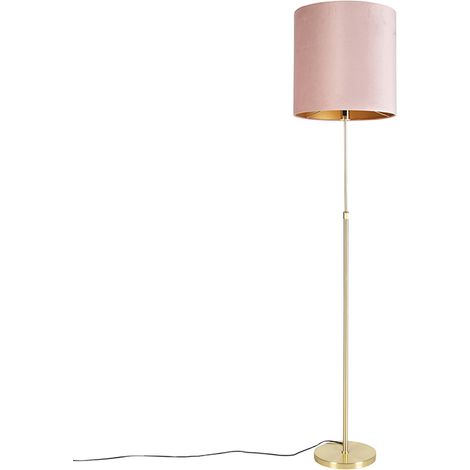 Floor Lamp Gold/Brass with Pink Velvet Lampshade 40/40 cm - Parte (1/4)