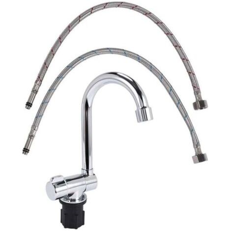 Mitigeur Évier Cuisine Pliable Rotation 360 Degrés Eau Froide Chaude pour Bateau Camping-Car (1/4)