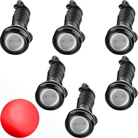 CTRICALVER 18mm 9W Eagle Eye LED lumière, voiture moto DRL feux diurnes antibrouillard feu de recul feu de gabarit 12V étanche (rouge, 6PCS) (1/5)