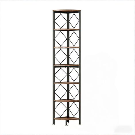 Étagère à livres étroite pour petits espaces, étagère d’angle 7 niveaux, étagère d’angle (1/5)