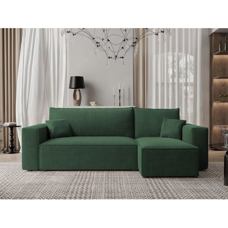 Ecksofa Schlafsofa Sofa ADARA in Stoff Poso Grün Ottomane Rechts (1/3)