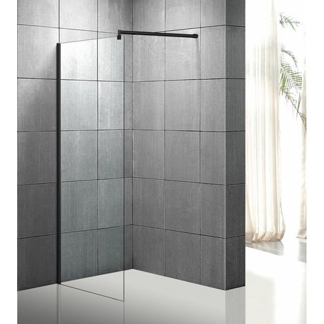 Sanitaire – Paroi de douche WALK IN BLACK 80 cm – Barre de renfort extensible 70-120 cm – Installation réversible – Design moderne (1/2)