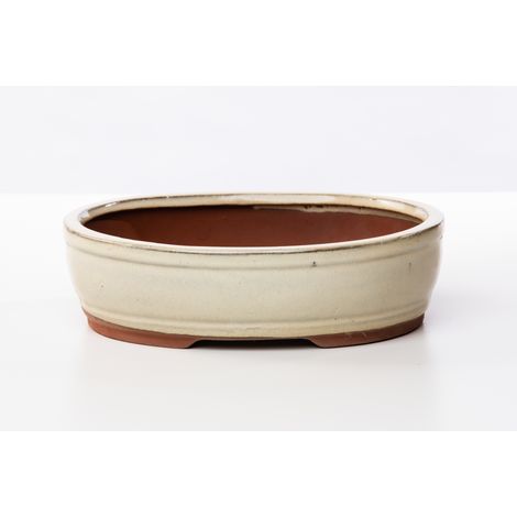 Vaso bonsai smaltato ovale cm. 20 Avorio (1/2)