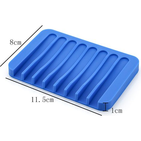 MINKUROW Jabonera De Silicona Autodrenante Caja De Almacenamiento De Jabón Placa Jabonera Seca Jabonera Con Forma De Peine Para Ducha Baño Cocina Azul-2 Piezas (1/5)
