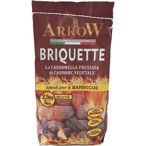 TrAdE Shop Traesio - Carbonella Carbone Vegetale Pressato Per Barbecue 2,5kg Naturale Facile Accensione 032545 -