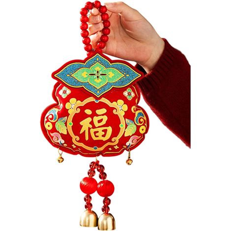 Décoration murale du Nouvel An chinois, tissu en coton velouté sur le thème de l'année du cheval, ornements pour entrée, porte, mur, printemps, festival à suspendre (1/5)