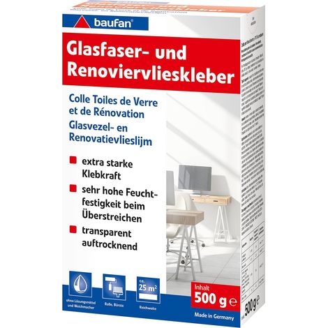 Colle Toiles de Verre et de Rénovation - 500g Forte Adhérence Même pour Papier Peint Plus Lourd Haute Résistance à l’Humidité (1/5)