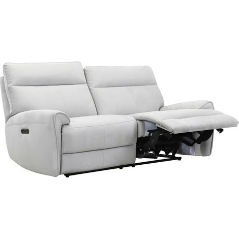 Canapé relax motorisé 3 pl en tissu microfibre gris clair – CONNOR (1/5)