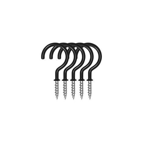 36 Schraubhaken, schwarzes Metall, 3,2 cm, PVC-beschichtet, für Decke, Wand, Holz, Hängeampeln, Lampen, Pflanzen (1/5)
