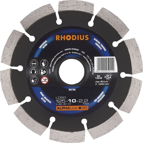 Disque de diamant LD 50 / 125 x 10,0 x 2,2 x 22,23 mm - RHODIUS LD50