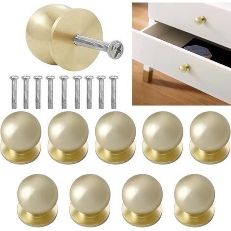 Boutons de porte - Non spécifié - Lot de 10 - Alliage d'aluminium - Finition brillante - Diamètre 25 mm (1/4)