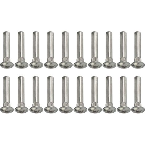 20x Douille filetée M4 avec tête ronde large PZ fendue acier nickelé fixation poignée bouton meuble, longueur 27mm (1/2)
