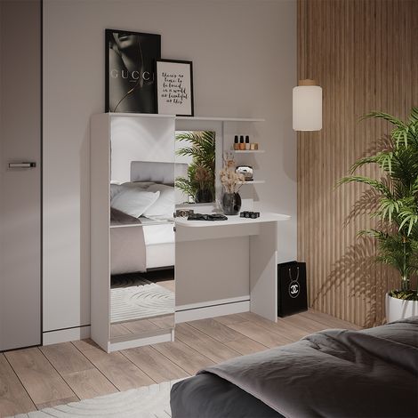 Schminktisch Jasmin, Weiß, 123 cm mit Spiegel, Vicco
