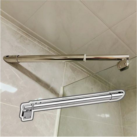 Barre de support porte douche en verre avec base rotative à 360° (1/5)