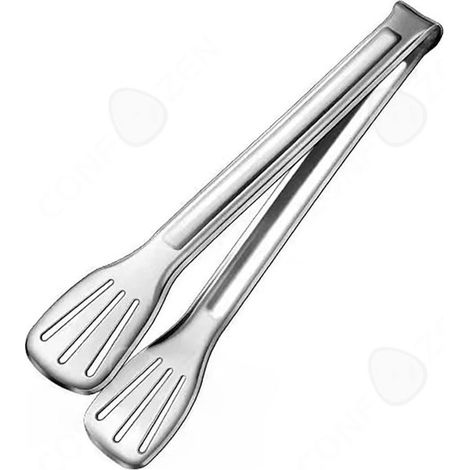 1 par de pinzas de cocina de 24 cm, acero inoxidable 304, pulidas a espejo, mango extendido, resistentes al calor, para barbacoa y cocina. (1/4)