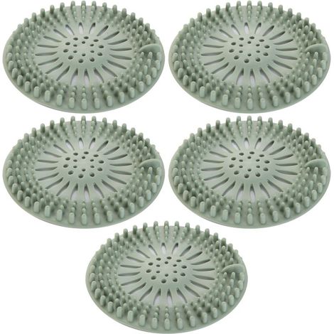 Haarstopper aus Silikon – Dusch-, Badewannen- und Waschbeckenabflussfilter – 9 cm Durchmesser – Für Standard-Siphons – 5er-Pack (1/5)