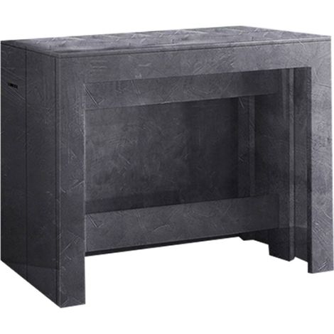 Dmora Tavolo da pranzo moderno, Made in Italy, Consolle allungabile fino a 12 posti, con portallunghe, cm 51x90h77 ( fino a 300 cm), colore Grigio Ardesia, con imballo rinforzato