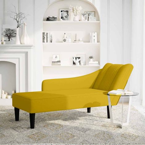 Fauteuil relax Fauteuil long avec accoudoir droit jaune velours (1/5)