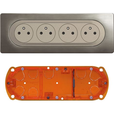 Legrand - Kit 4x2P+T Surface compacte précâblée Céliane + boîte - Complet Titanium (1/2)