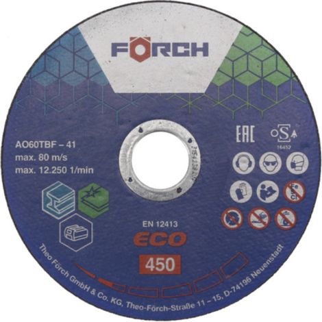 Disco da taglio ECO 450 FORCH in acciaio inox - 1,6x125 mm