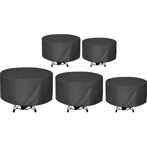 Housse de meubles de jardin Oxford 210D imperméable pour table et chaise de terrasse - Résistante aux UV et au vent - Avec cordon de serrage et boucles - Pour salle à manger ou bistrot - Noir (1/5)