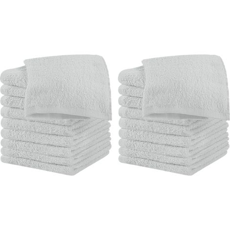 Set 18 Pezzi Lavette Asciugamani Viso Mani 100% Cotone 490 Gsm 30x30 Cm Bagno Bidet Vari Colori Morbide Assorbenti Asciugamano Spugna Ospite Grigioperla - 30x30 cm