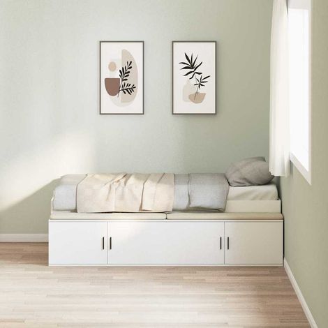 vidaXL Bettrahmen mit Schubladen Weiß 100 x 200 cm Holzwerkstoff (1/5)